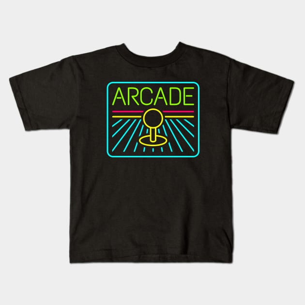 Neon Arcade Kids T-Shirt by Dragonbudgie